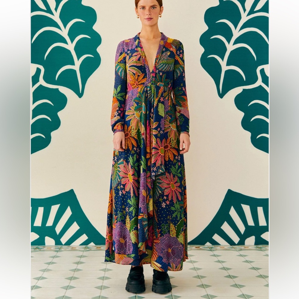 FARM Rio Cool Macaw Navy Maxi Dress